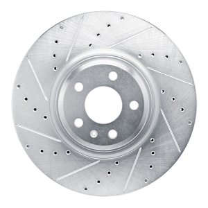 Audi S5 Brake Rotor (1) - Front Left - R1 Concepts - Drilled & Slotted - Silver - `18-`25